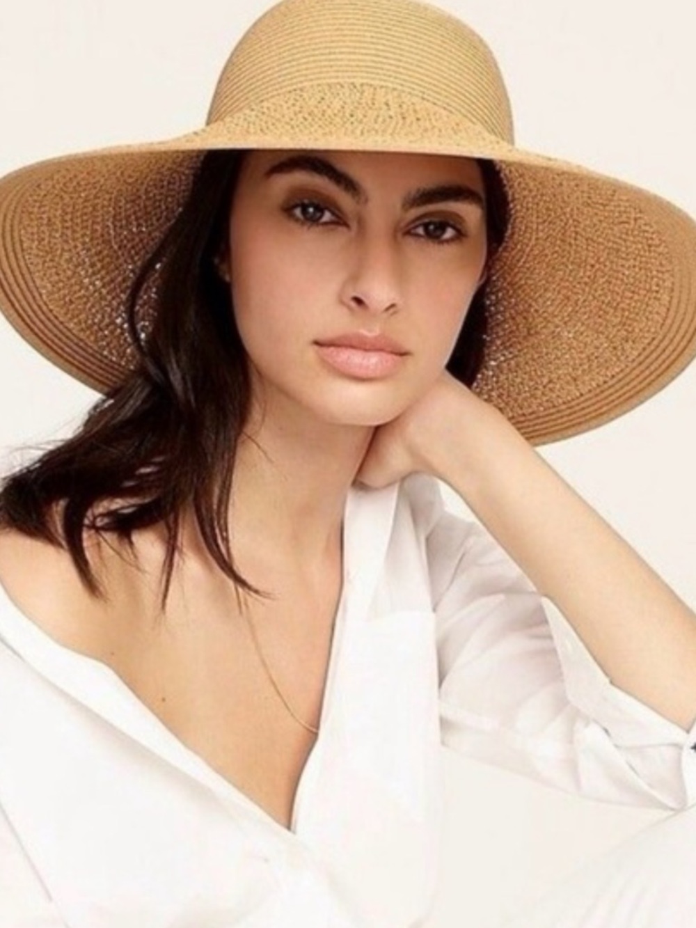 J Crew One size Wide Brim Straw woman Sun Hat - Tan